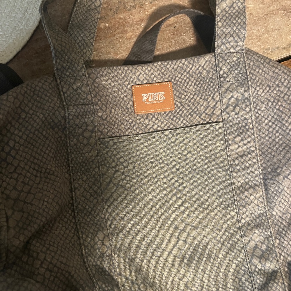 2 Vintage VS Pink Duffles. Cheetah Print/Snakeskin Gray - Picture 4 of 5